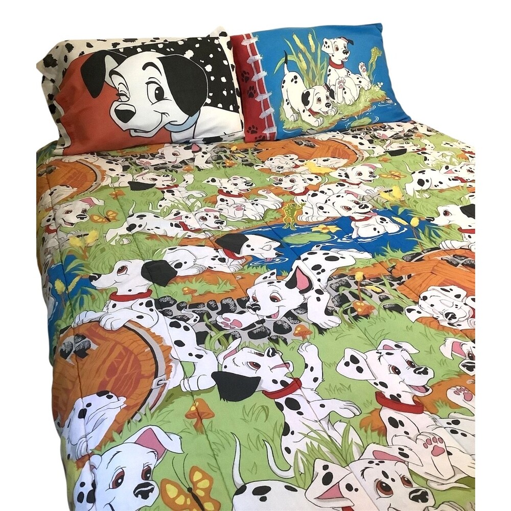 Vintage 1990's 101 DALMATIONS Disney Reversible Comforter & Shams Set Full Size